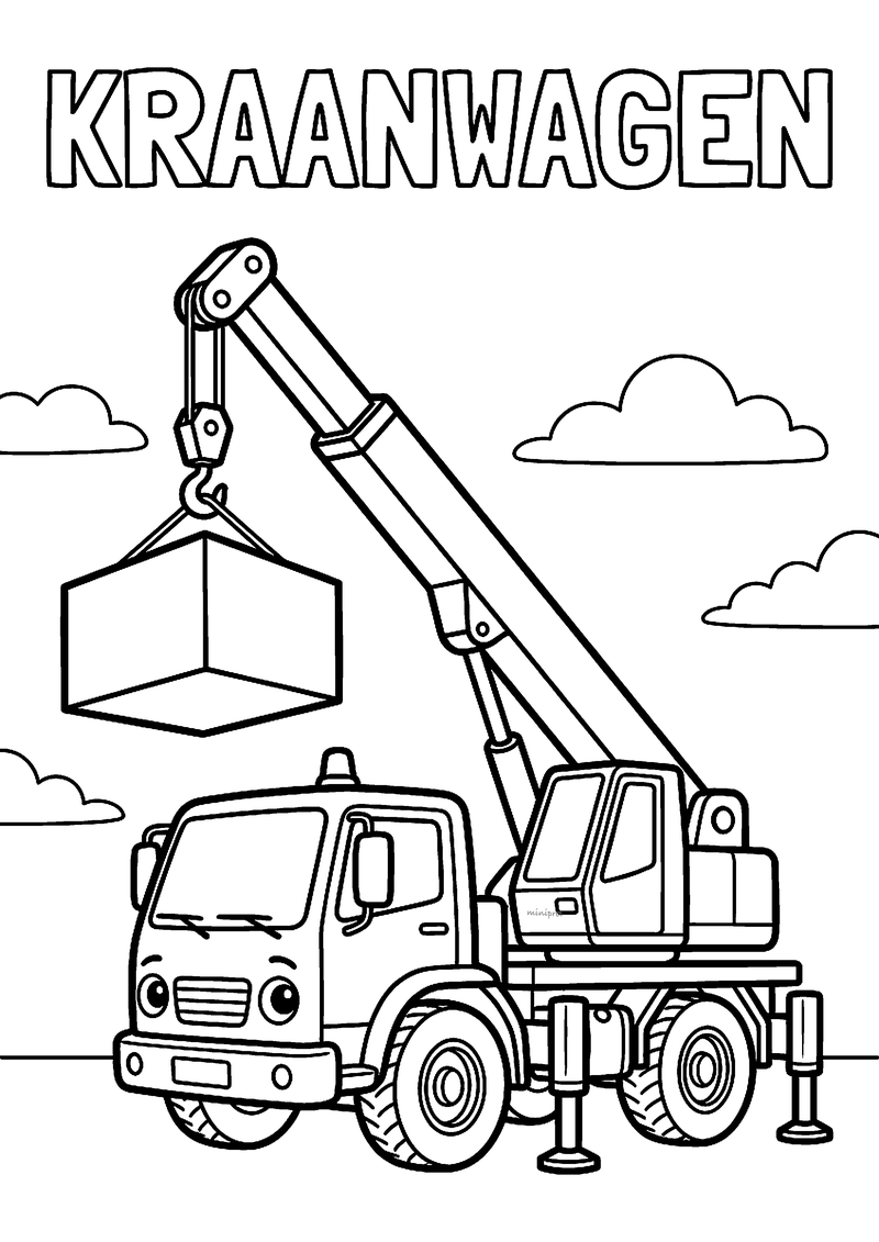 Kraanwagen tilt kist kleurplaat