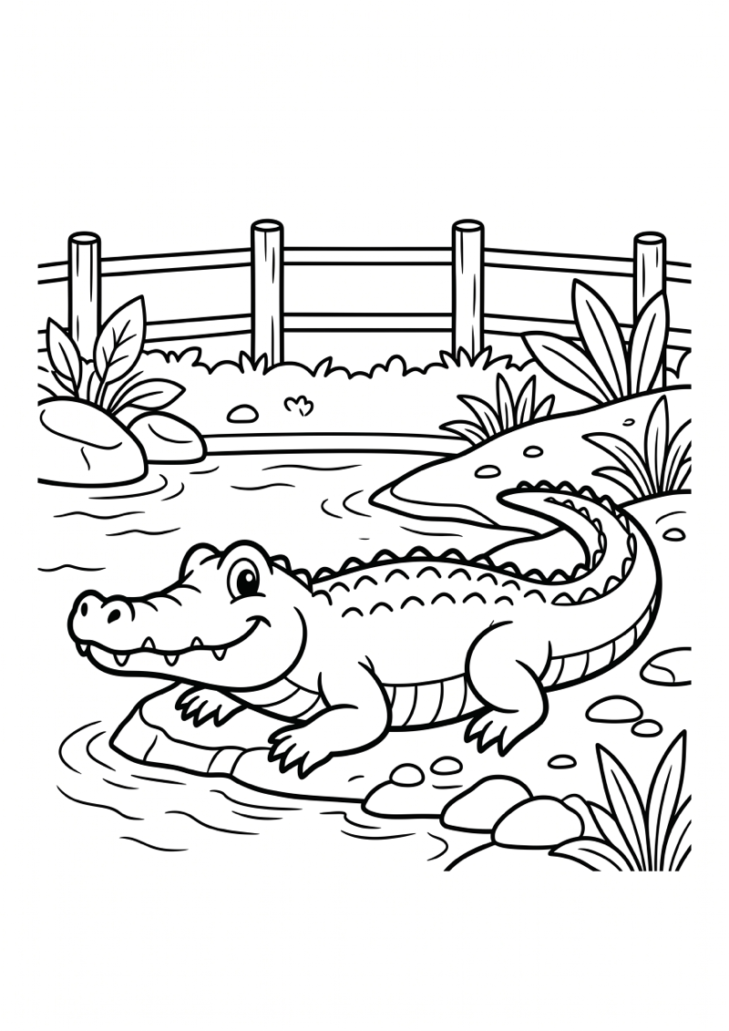 Krokodil Kleurplaat — gratis kleurplaat