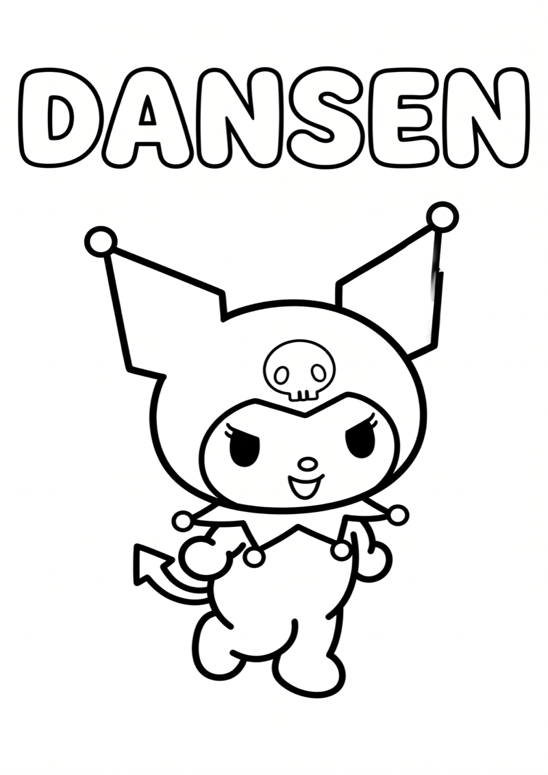 Kuromi Dansend Kleurplaat — gratis kleurplaat printen
