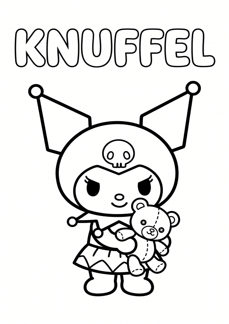 Kuromi met Knuffel Kleurplaat — gratis kleurplaat