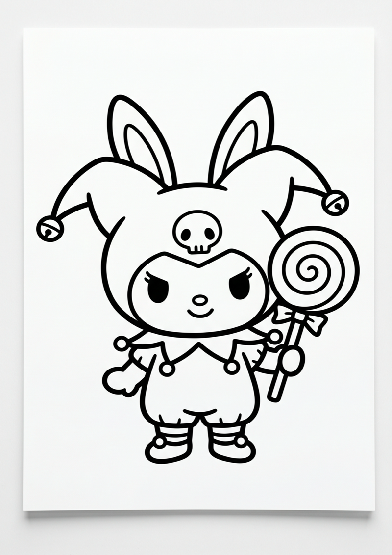 Kuromi met Lolly Kleurplaat — gratis kleurplaat