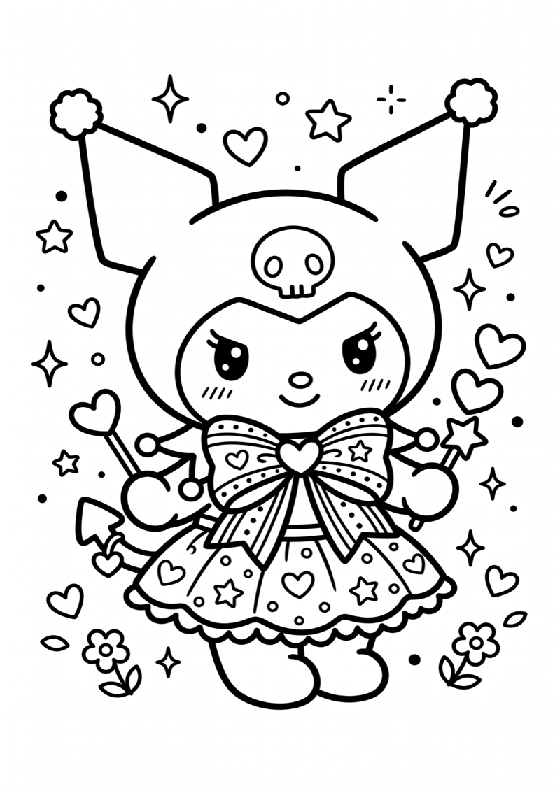 Kuromi met Strikje Kleurplaat — gratis kleurplaat