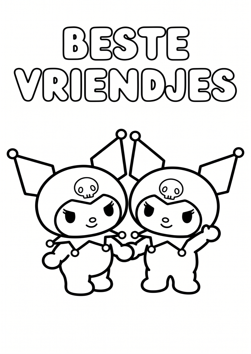 Kuromi Vriendjes Kleurplaat — gratis kleurplaat