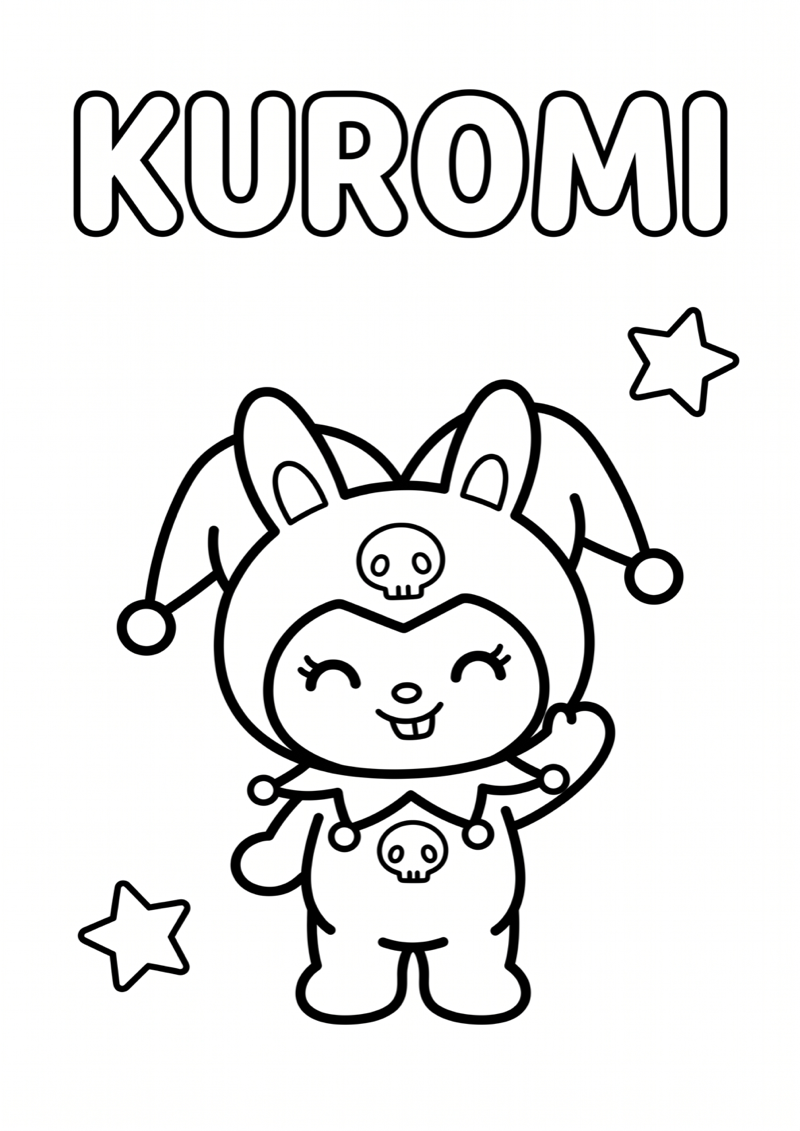 Kuromi Zwaait Kleurplaat — gratis kleurplaat