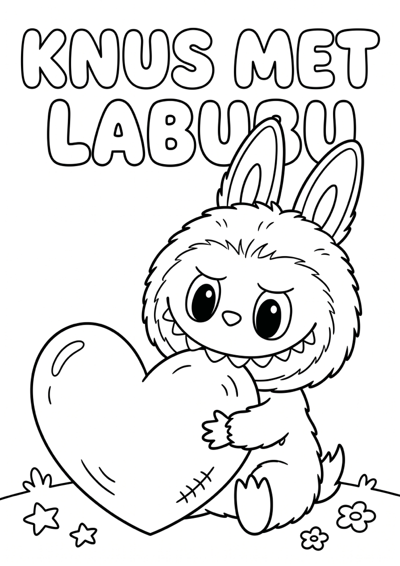 Labubu Knuffel Kleurplaat — gratis kleurplaat printen