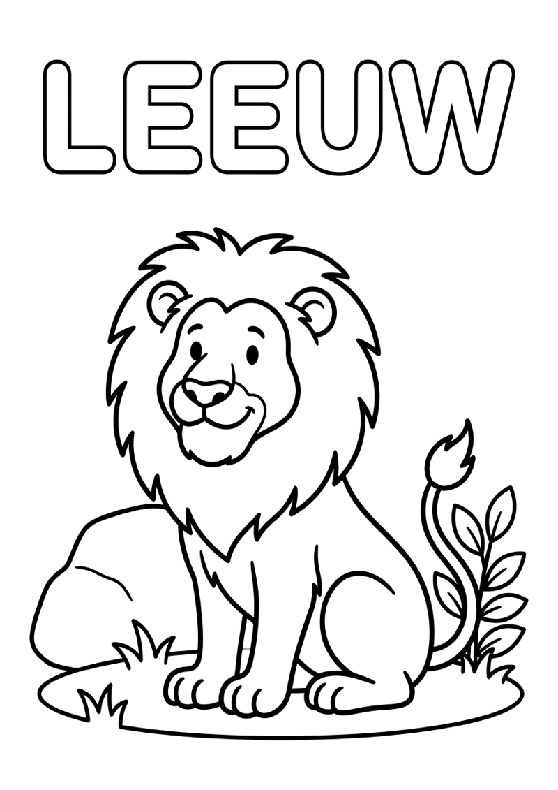 Leeuw Dierentuin Kleurplaat — gratis kleurplaat