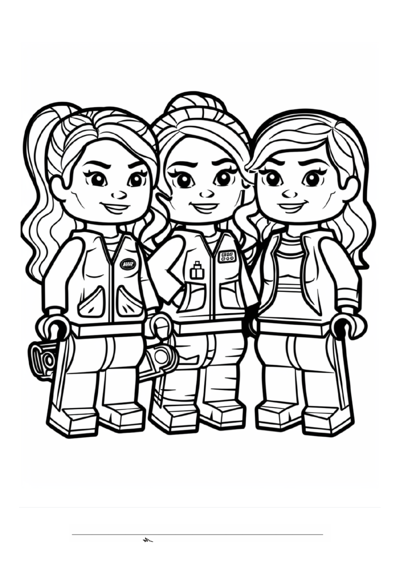 Lego Friends Drie Meisjes Kleurplaat — gratis kleurplaat