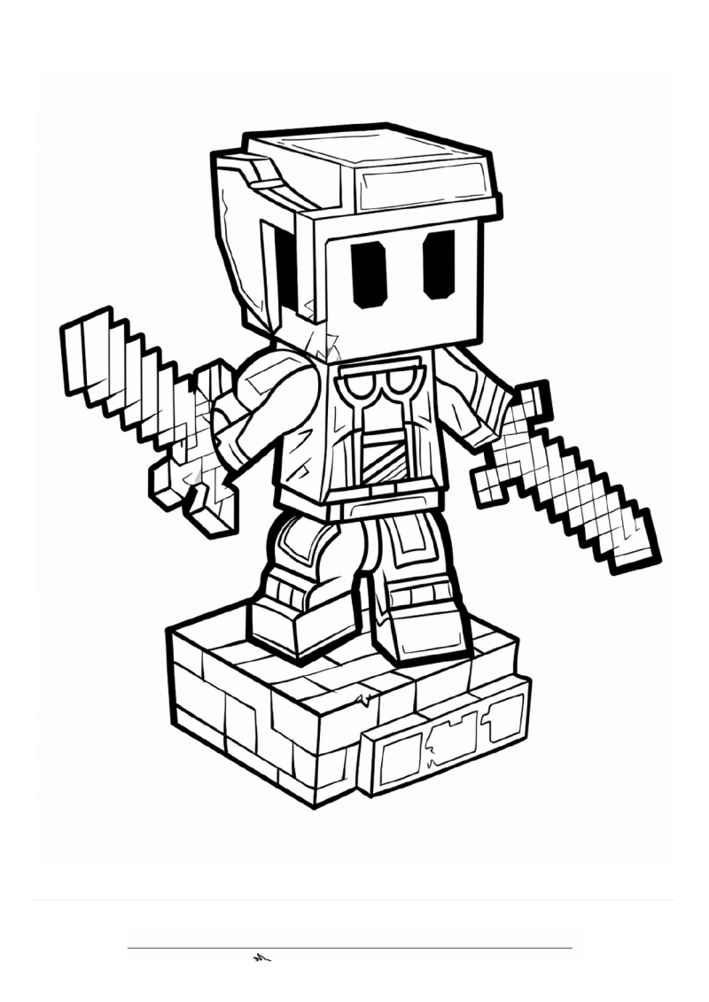Lego Minecraft Guardian Kleurplaat — gratis kleurplaat