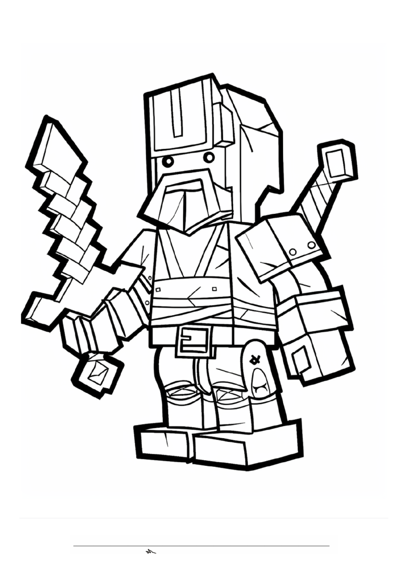 Lego Minecraft Krijger Kleurplaat — gratis kleurplaat