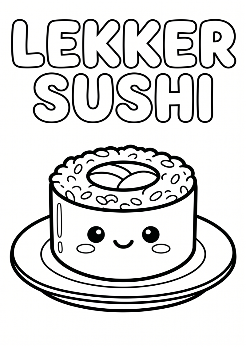 Lekker Sushi Kleurplaat — gratis kleurplaat printen