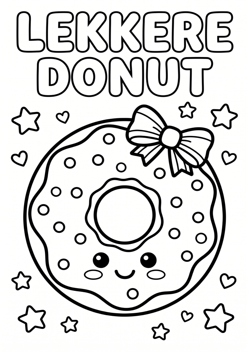 Lekkere Donut Kleurplaat — gratis kleurplaat printen