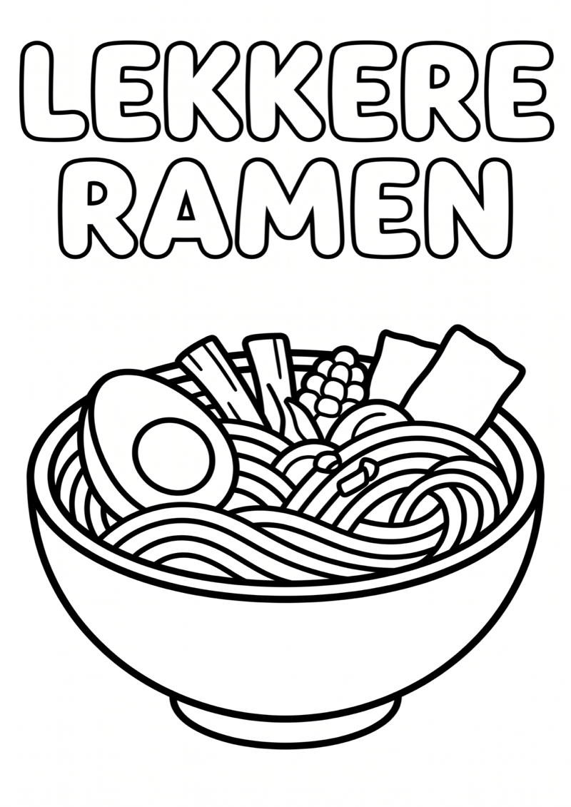 Lekkere Ramen Kleurplaat — gratis kleurplaat printen