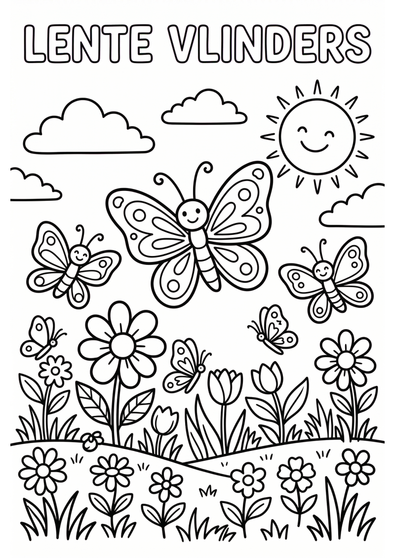 Lente Vlinders Kleurplaat — gratis kleurplaat printen