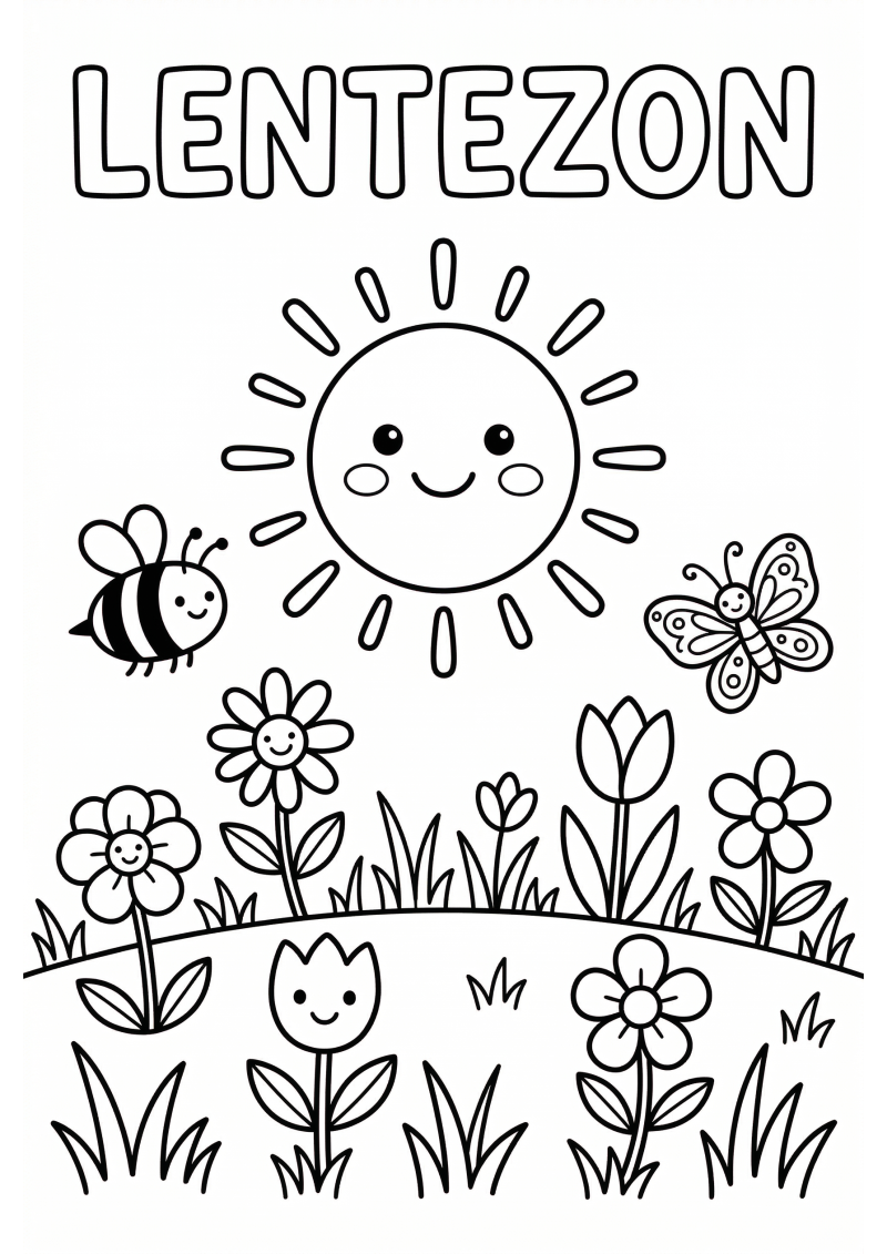 Lentezon Kleurplaat — gratis kleurplaat
