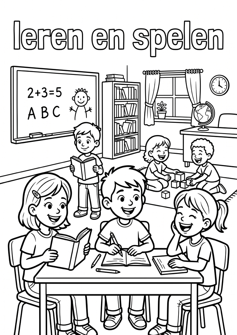 Leren en Spelen Kleurplaat — gratis kleurplaat printen