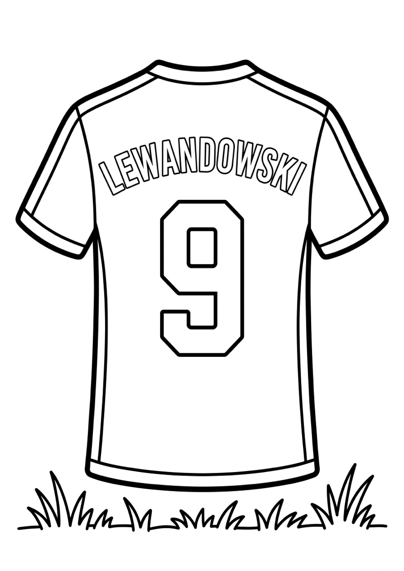 Lewandowski Voetbalshirt Kleurplaat — gratis kleurplaat printen