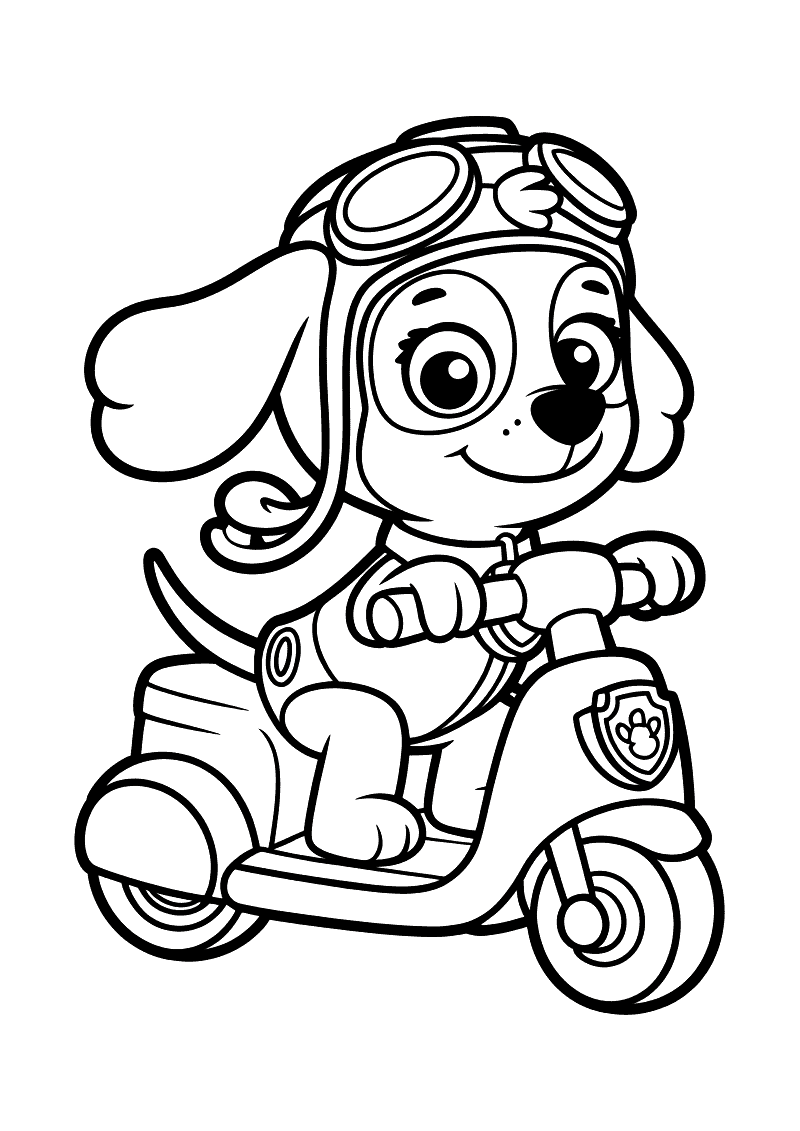Liberty rijdt scooter kleurplaat — gratis kleurplaat printen