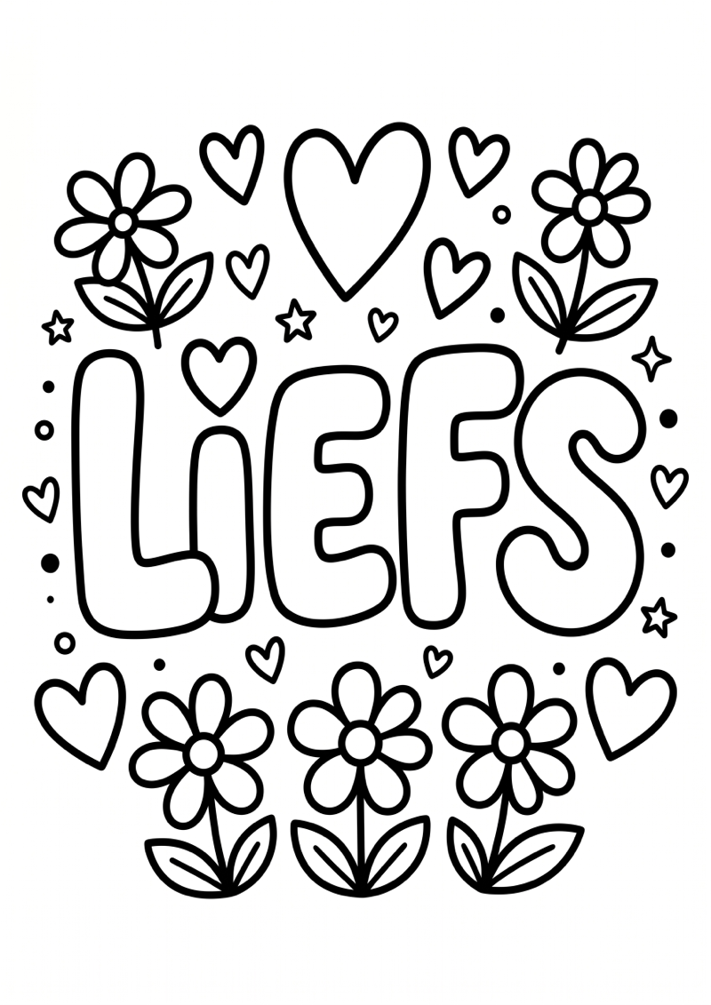 Liefde 3D kleurplaat — gratis kleurplaat printen