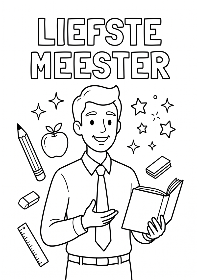 Liefste Meester Kleurplaat — gratis kleurplaat printen