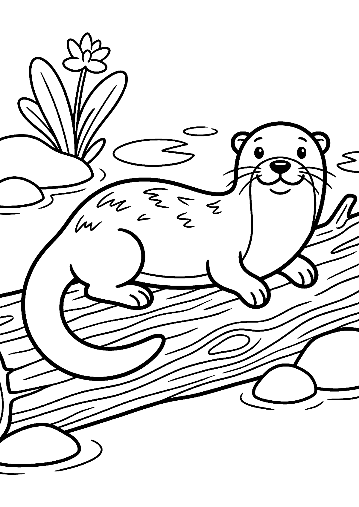 Liggende otter kleurplaat — gratis kleurplaat