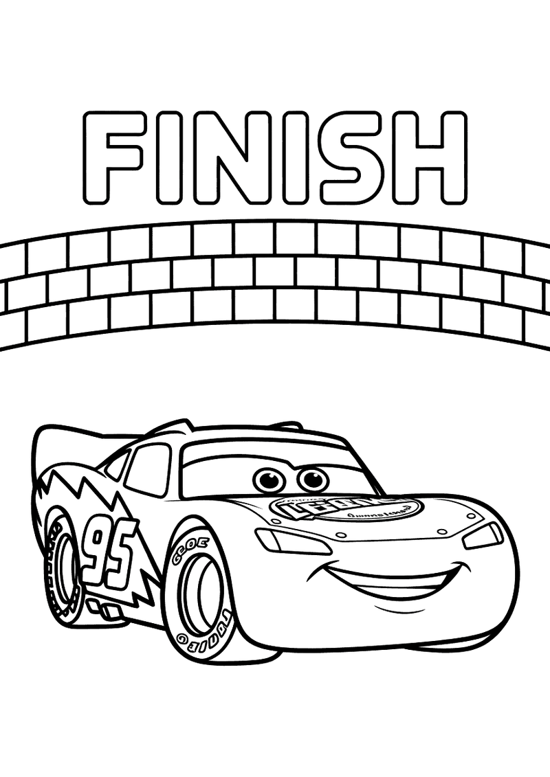 Lightning Mcqueen bij Finish Kleurplaat — gratis kleurplaat printen