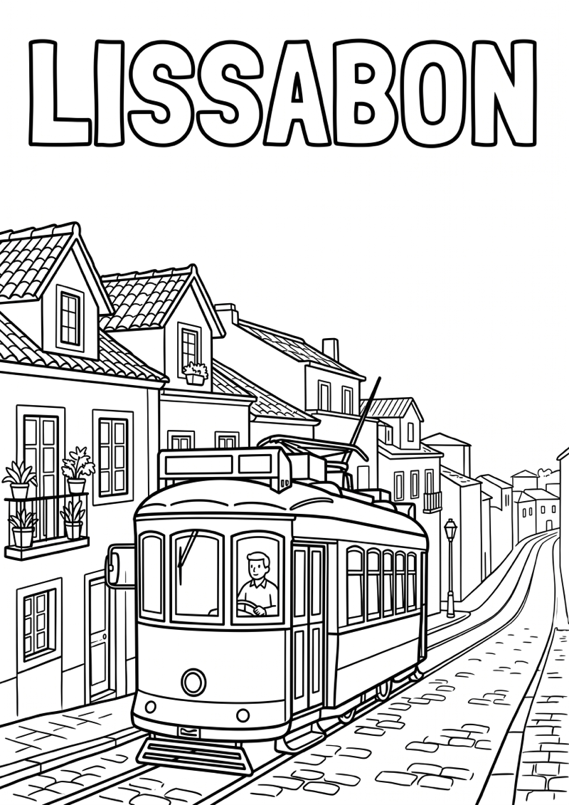 Lissabon Kleurplaat — gratis kleurplaat printen
