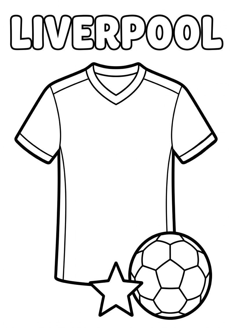 Liverpool Voetbalshirt Kleurplaat — gratis kleurplaat printen