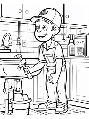Loodgieter Kleurplaat 1 — gratis kleurplaat printen