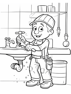 Loodgieter Kleurplaat 3 — gratis kleurplaat printen