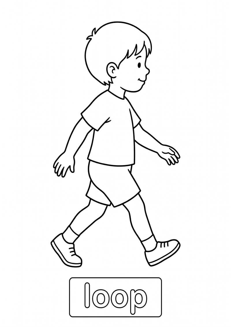 Loop Woordkaart Kleurplaat — gratis kleurplaat