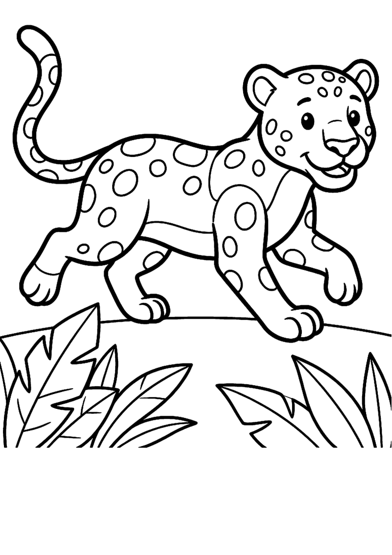 Lopende panter kleurplaat — gratis kleurplaat
