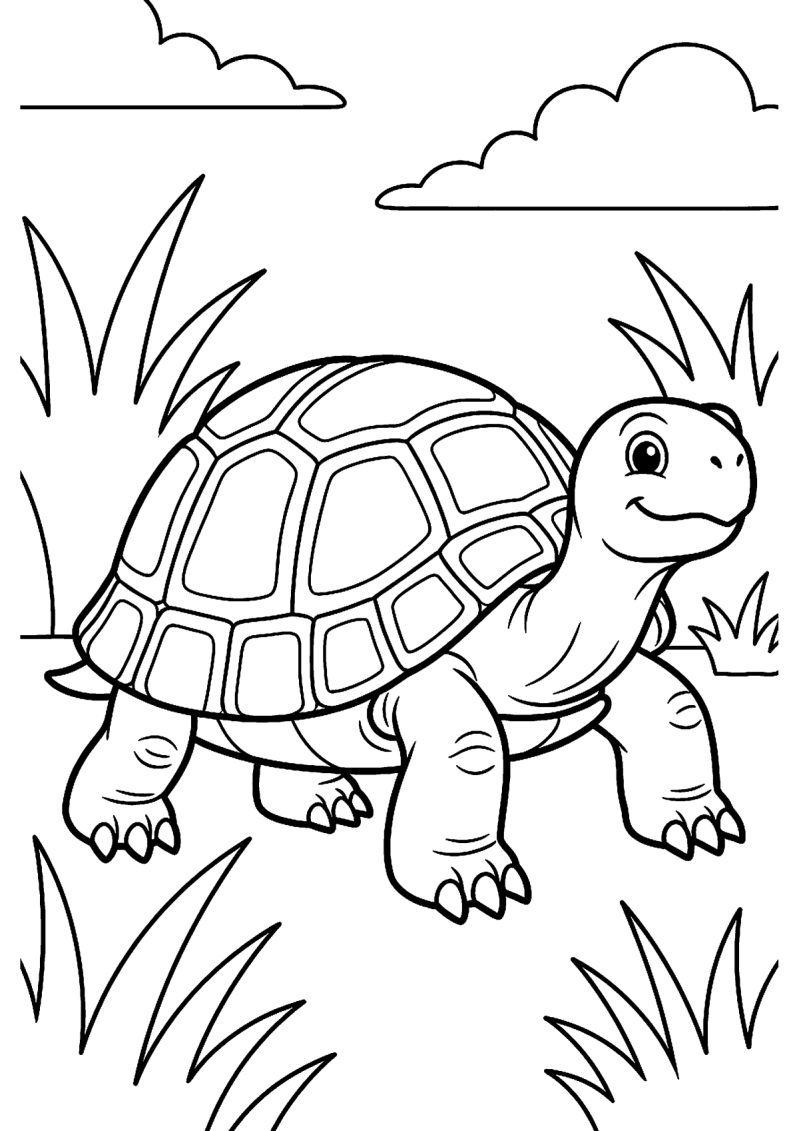 Lopende schildpad kleurplaat — gratis kleurplaat