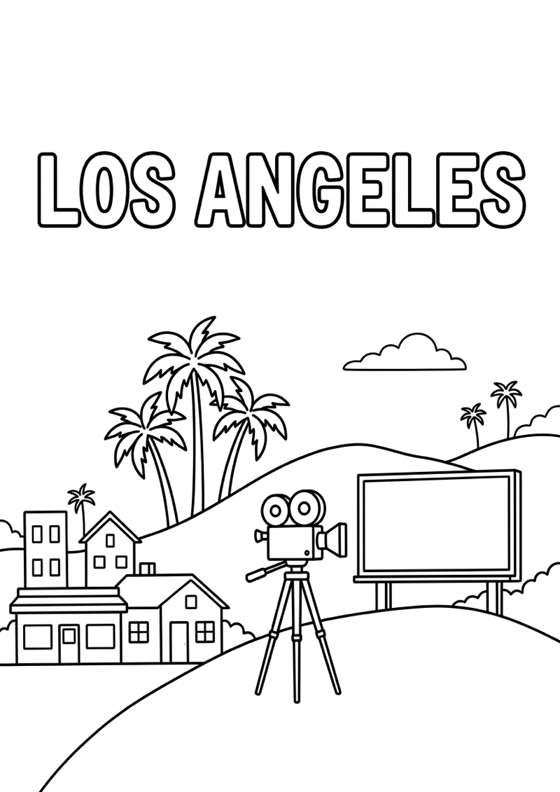 Los Angeles Kleurplaat — gratis kleurplaat printen