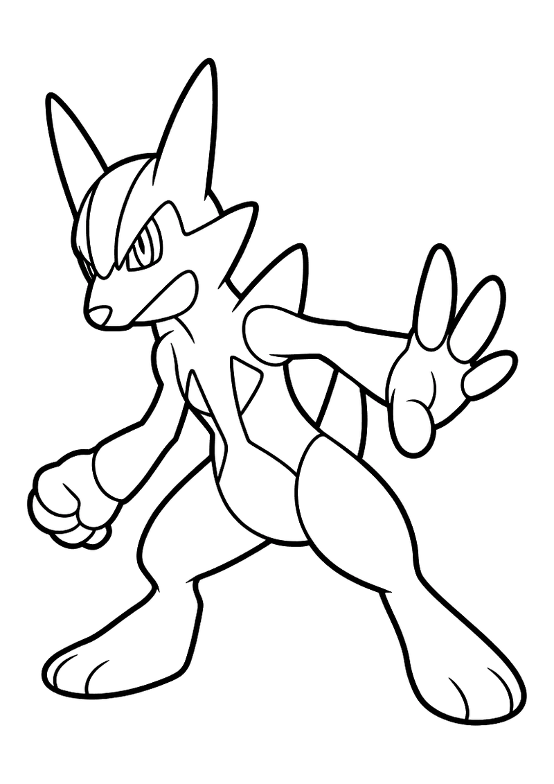 Lucario in vechthouding kleurplaat — gratis kleurplaat printen