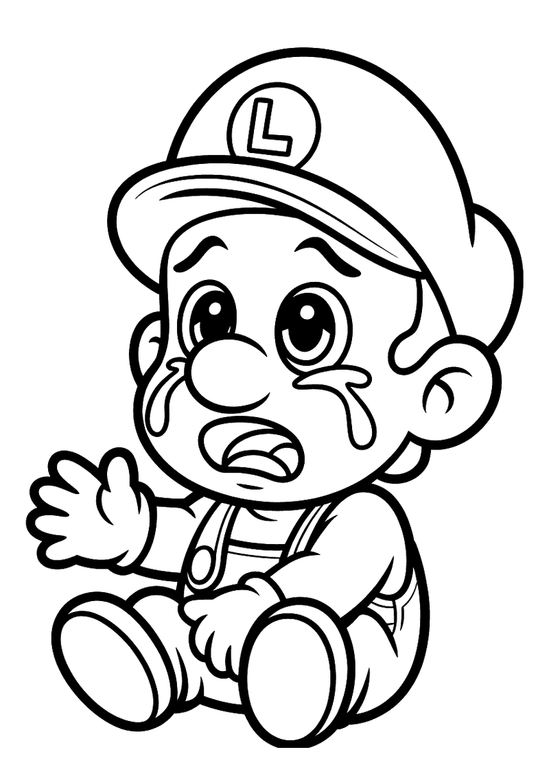 Luigi Baby Huilt Kleurplaat — gratis kleurplaat