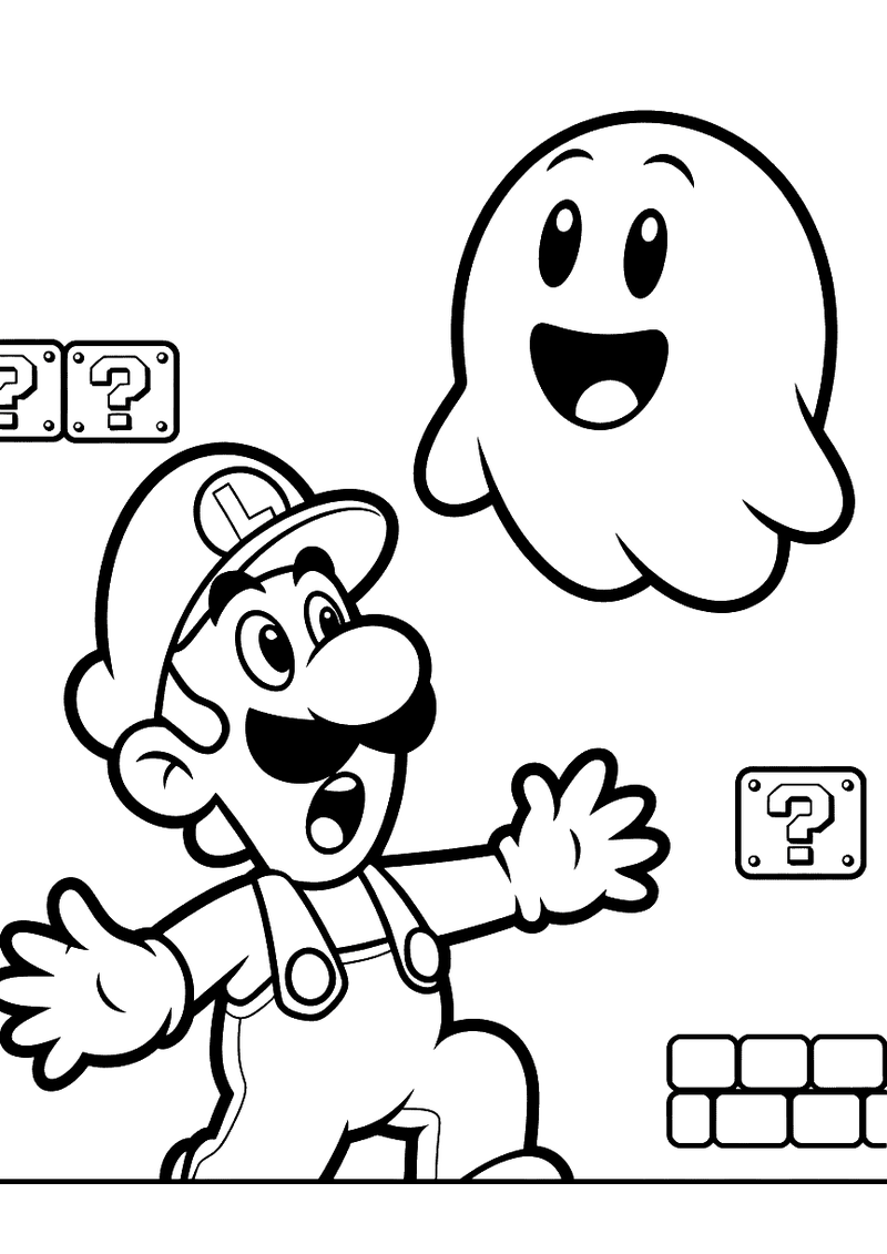 Luigi Bange Boo Kleurplaat — gratis kleurplaat
