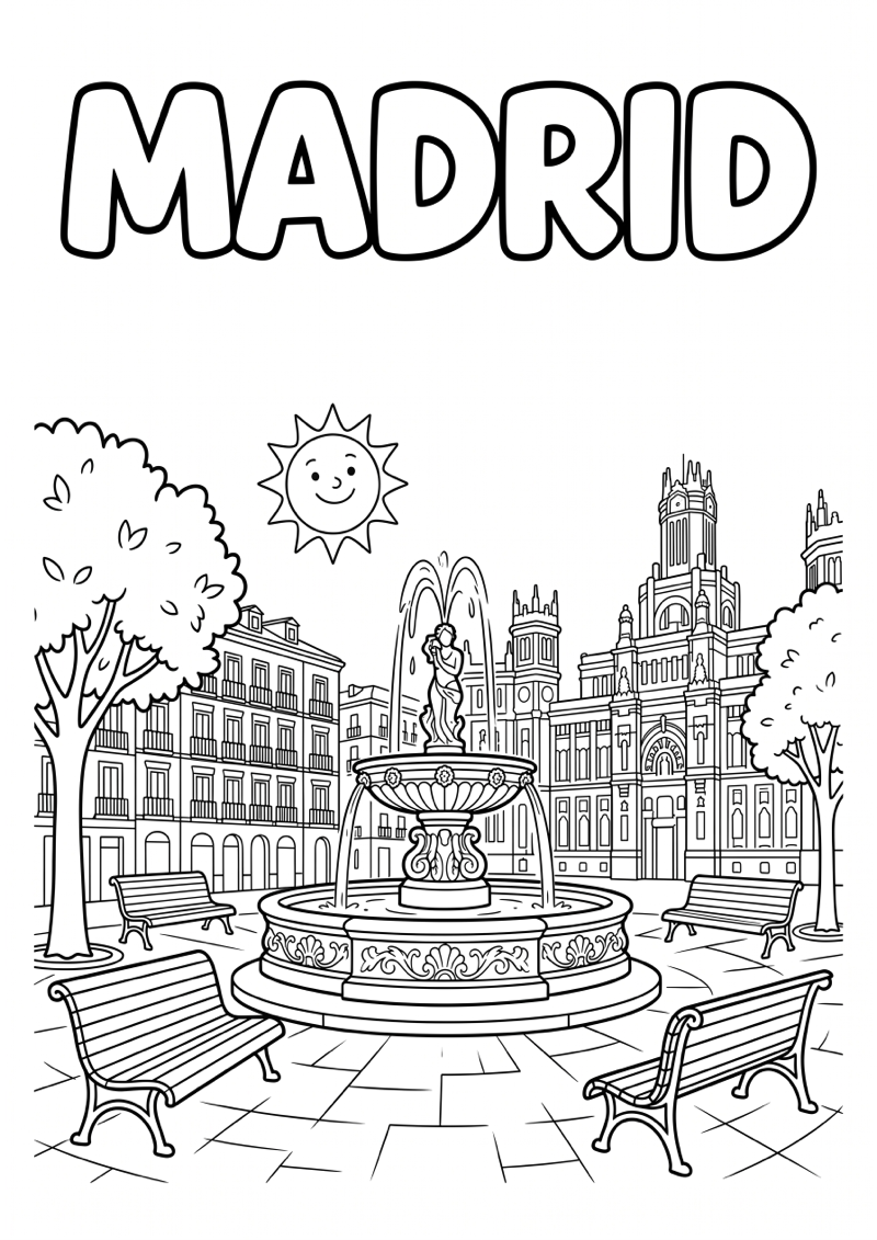 Madrid Kleurplaat — gratis kleurplaat printen
