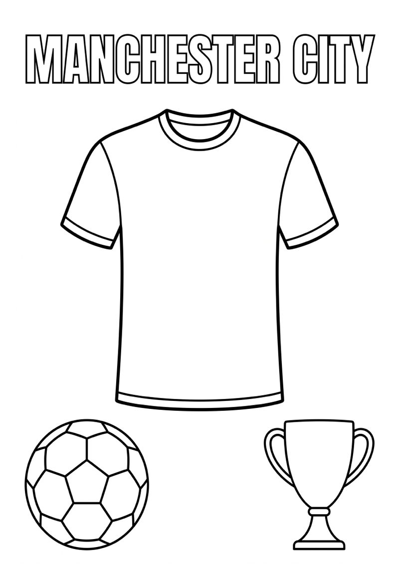 Manchester City Voetbalshirt Kleurplaat — gratis kleurplaat