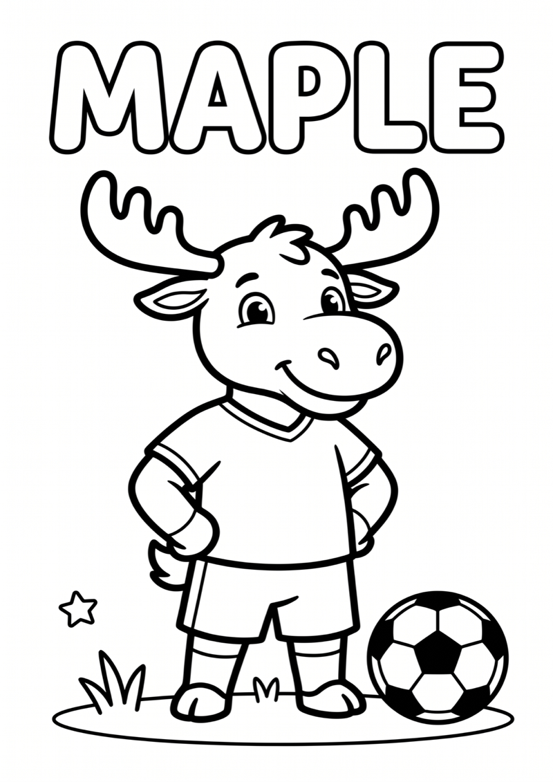 Maple Mascotte Kleurplaat — gratis kleurplaat printen