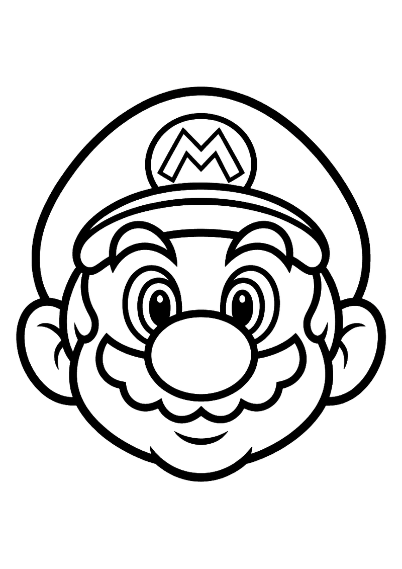 Mario's gezicht in close-Up kleurplaat — gratis kleurplaat printen