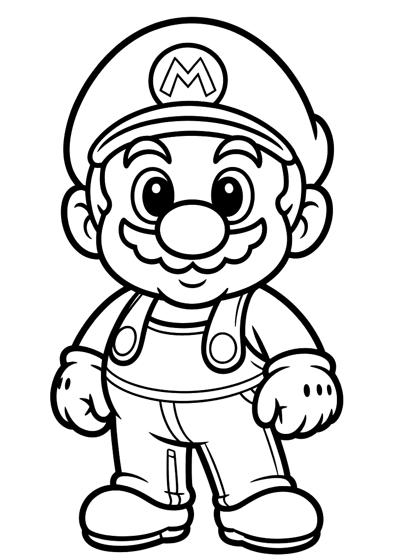 Mario volledig figuur kleurplaat — gratis kleurplaat printen
