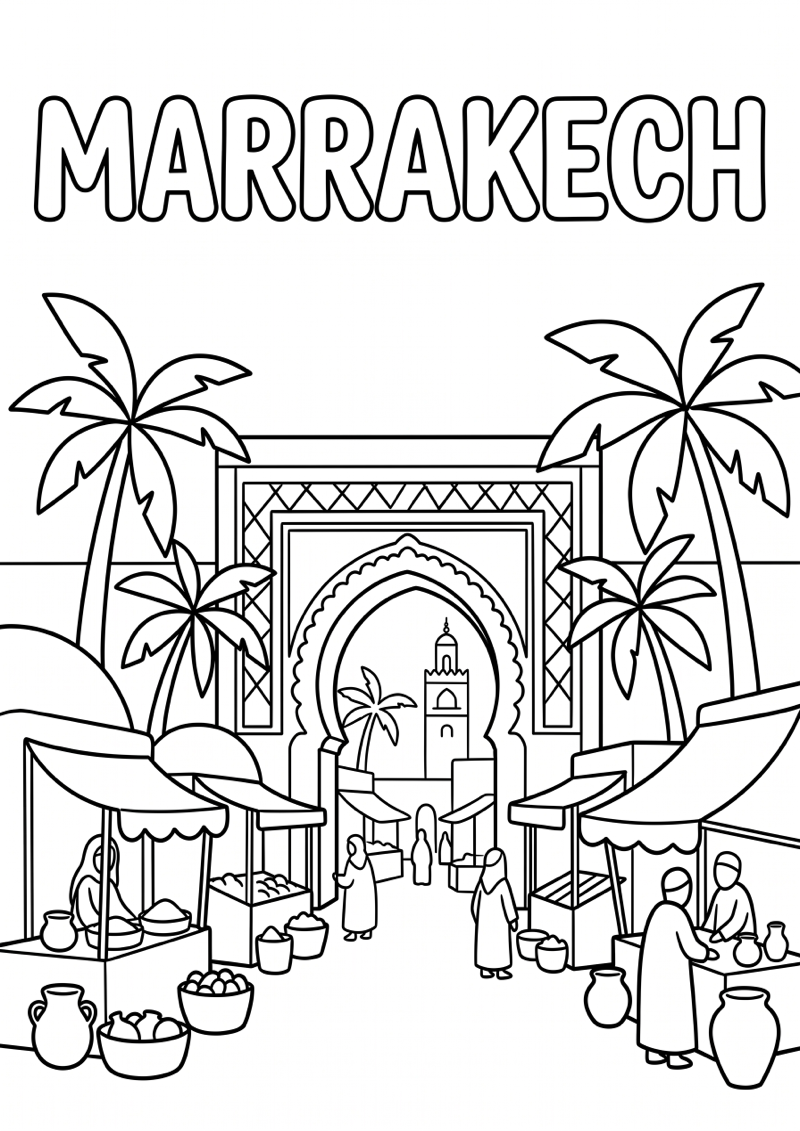 Marrakech Kleurplaat — gratis kleurplaat printen