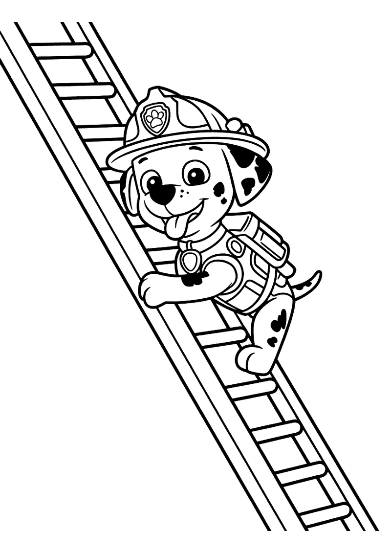 Marshall beklimt een ladder kleurplaat — gratis kleurplaat printen