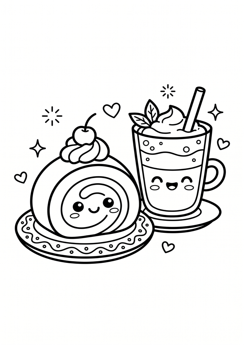 Matcha Dessert Kleurplaat — gratis kleurplaat