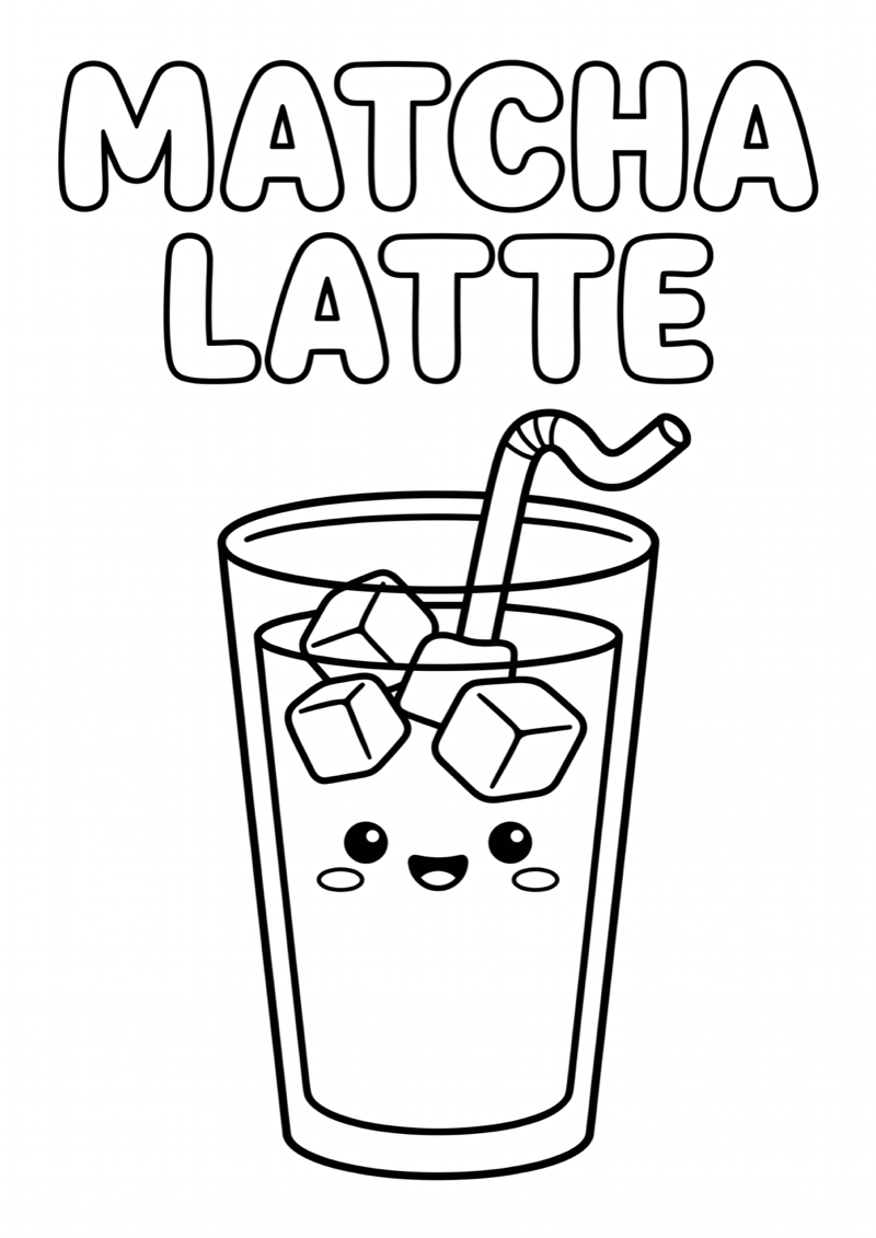 Matcha Latte Kleurplaat — gratis kleurplaat