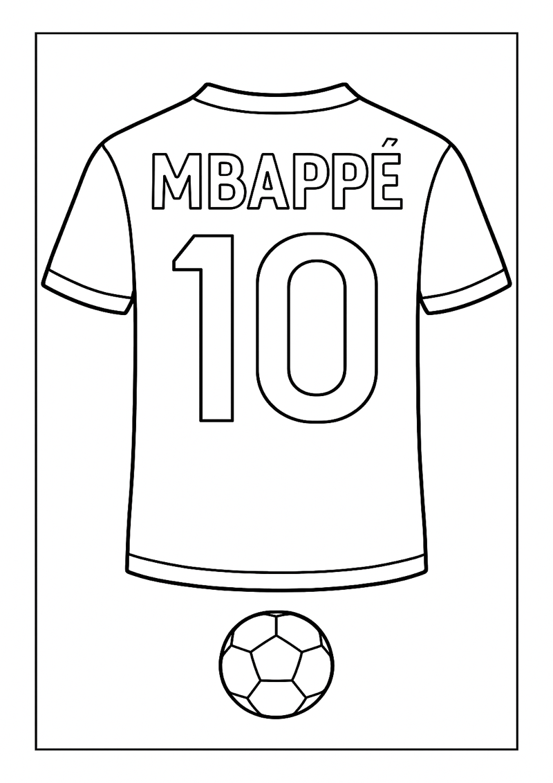 Mbappe Voetbalshirt Kleurplaat — gratis kleurplaat printen