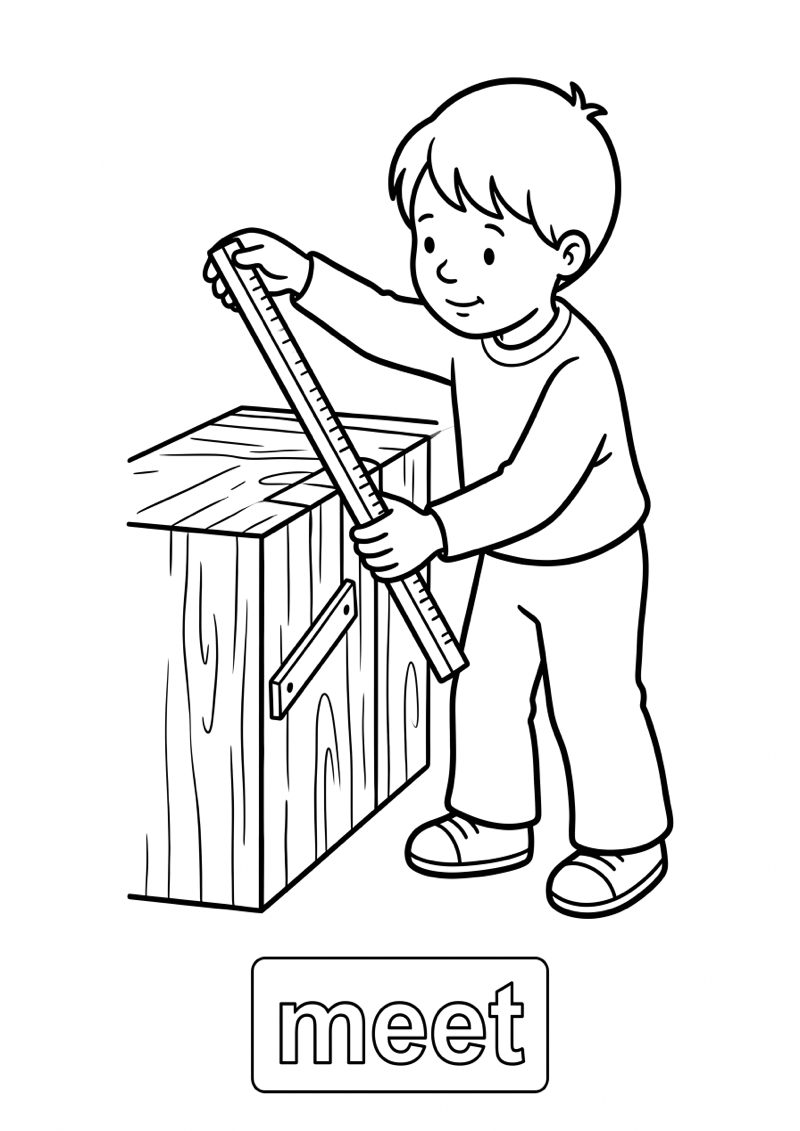 Meet Woordkaart Kleurplaat — gratis kleurplaat