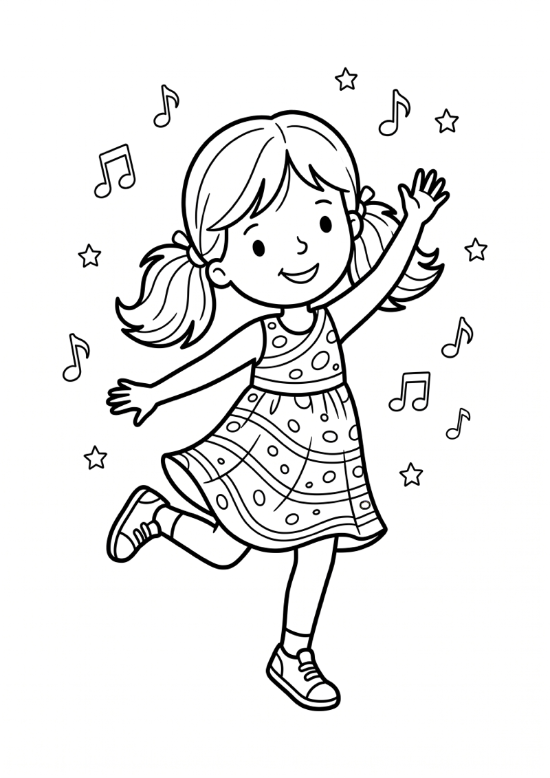 Meisje Doet Dansje Kleurplaat — gratis kleurplaat printen