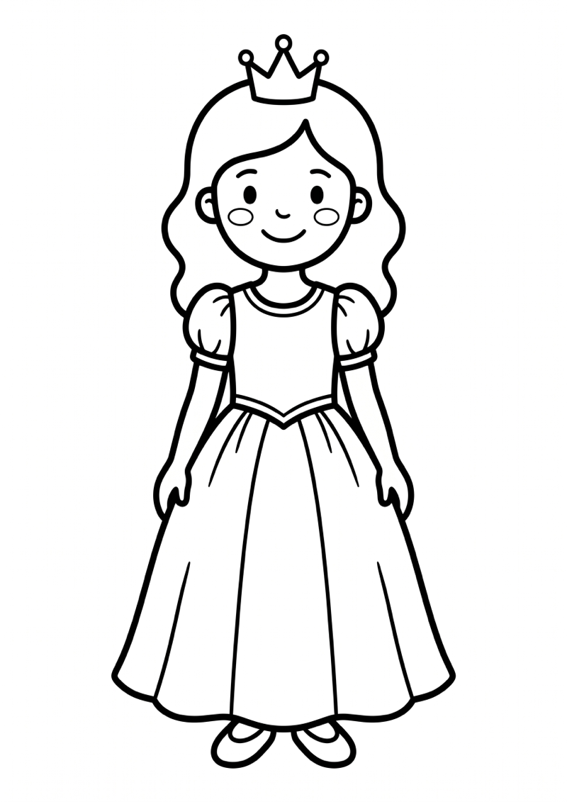 Meisje Speelt Prinses Kleurplaat — gratis kleurplaat printen