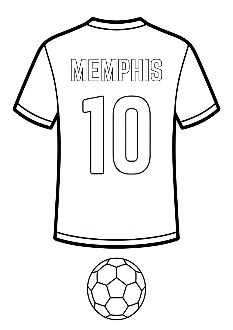 Memphis Voetbalshirt Kleurplaat — gratis kleurplaat printen
